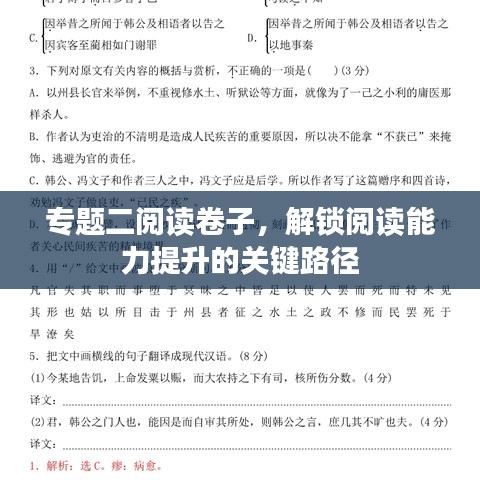专题二阅读卷子，解锁阅读能力提升的关键路径
