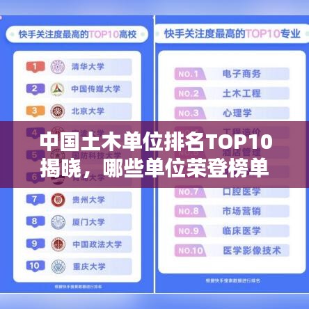 中国土木单位排名TOP10揭晓，哪些单位荣登榜单？