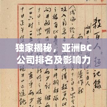 独家揭秘，亚洲BC公司排名及影响力深度剖析