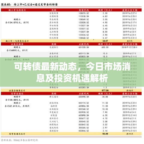可转债最新动态，今日市场消息及投资机遇解析