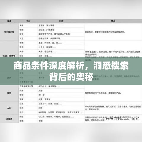商品条件深度解析，洞悉搜索背后的奥秘