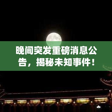 晚间突发重磅消息公告,揭秘未知事件!