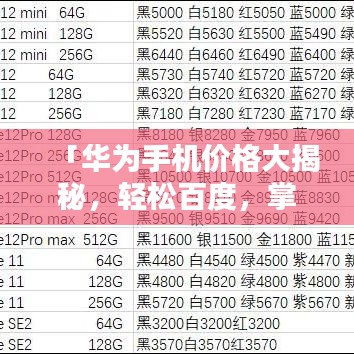 「华为手机价格大揭秘，轻松百度，掌握最新行情！」