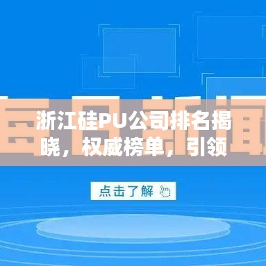 浙江硅PU公司排名揭晓，权威榜单，引领行业风向标！